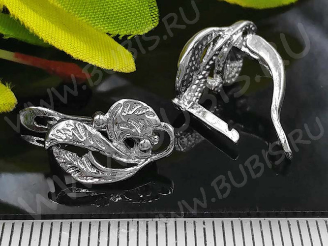 Швензы с английским замком №81 Листики 17*11*10мм цвет платины (Brass) (1 пара)