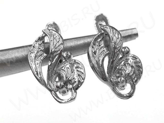 Швензы с английским замком №81 Листики 17*11*10мм цвет платины (Brass) (1 пара)