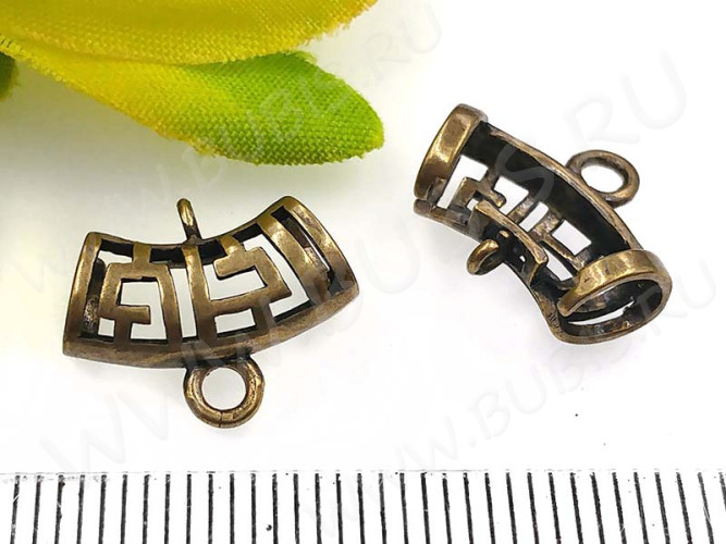 Бусина с петлёй 093 Бейл трубочка ажурная 15*11*6мм античная бронза (LUX Китай) (Brass)