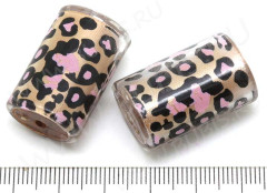 Бусина резин Бочонок 01 приплюснутый большой 28*18*14мм леопард (ювелирная смола)