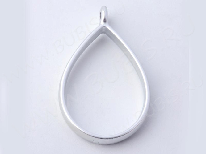 Подвеска Рамка 03 Капля 34*20,5*5,9мм матовая серебристая (литьё)