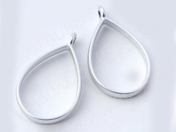 Подвеска Рамка 03 Капля 34*20,5*5,9мм матовая серебристая (литьё)