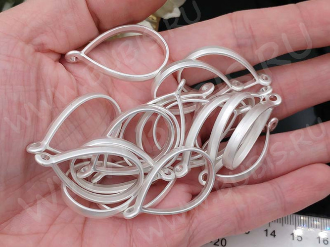 Подвеска Рамка 03 Капля 34*20,5*5,9мм матовая серебристая (литьё)