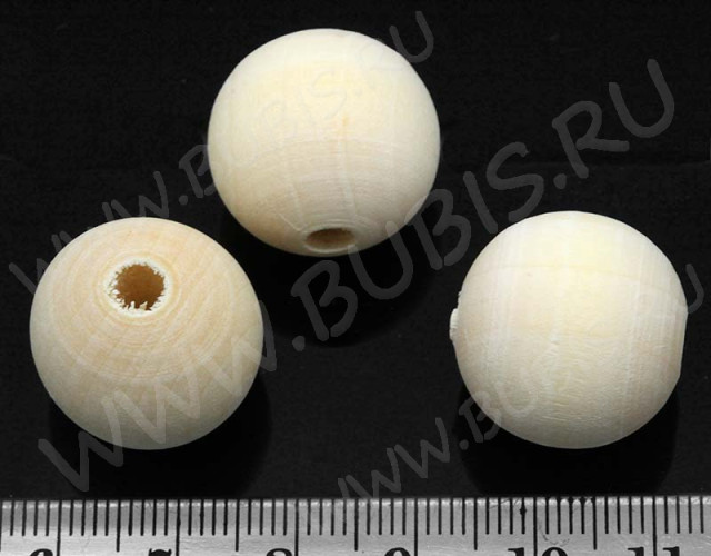Бусина Округлая 20мм натуральная неокрашенная (дерево)
