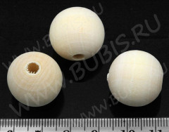 Бусина Округлая 20мм натуральная неокрашенная (дерево)