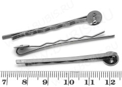 Основа (заготовка) для заколки №23 &quot;невидимка&quot; с платформой 8мм 50*8*4,8мм чёрный никель (Iron)