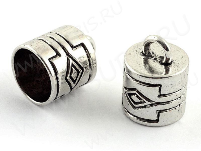 Концевик 094 с полоской 23*17*17мм античное серебро (литьё)