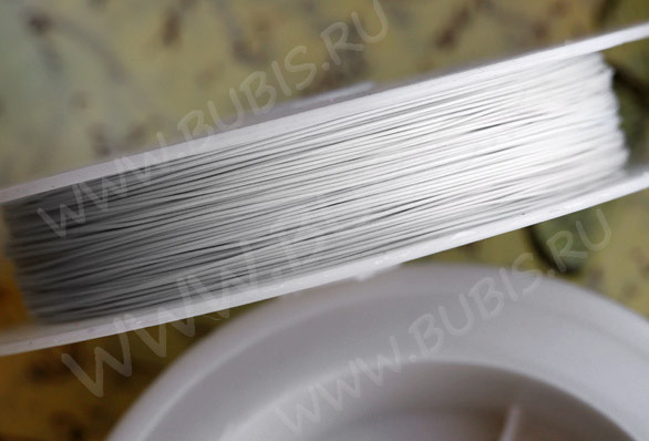 (СКИДКИ!!!) Ювелирный тросик 038-50 Ланка Струна 0,38мм БЕЛОЙ (св.св.серой) (катушка ок. 50м)