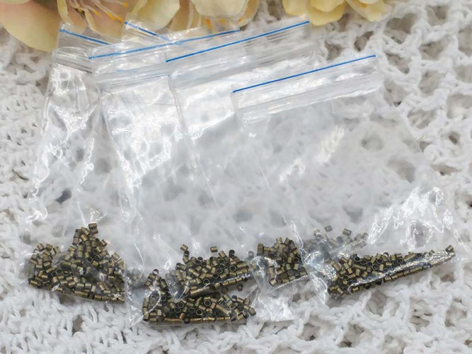 Зажимные бусины 01 трубочки 1,5-2мм античная бронза (Brass) (ок.100шт.)