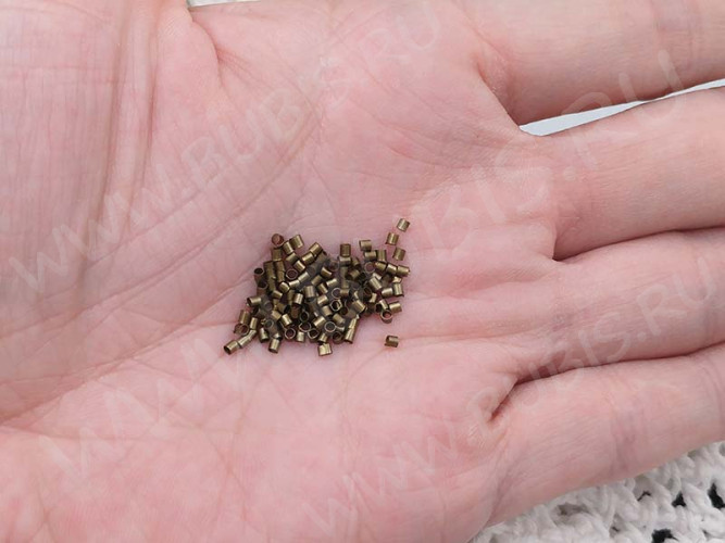 Зажимные бусины 01 трубочки 1,5-2мм античная бронза (Brass) (ок.100шт.)