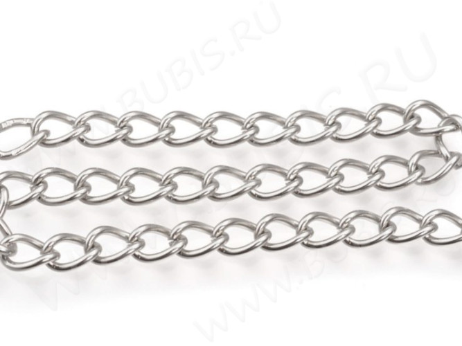 Цепочка S13 Ювелирная сталь 5*3,8*0,8мм цвет платины (Хирургическая сталь)(50см)