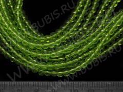 (СКИДКИ!!!) Бусина округлая 4мм зелёно-жёлтая прозрачная (стекло) (НИТЬ)