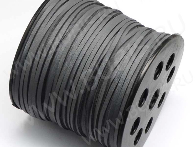 Шнур кожаный 49 кожзам полоска 2,7*1,5мм серый (1м)