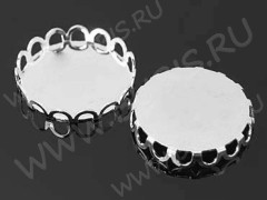 Подвеска-сеттинг Круг 07 коннектор (сеттинг 18мм) 19*19*3мм серебристый (Brass)