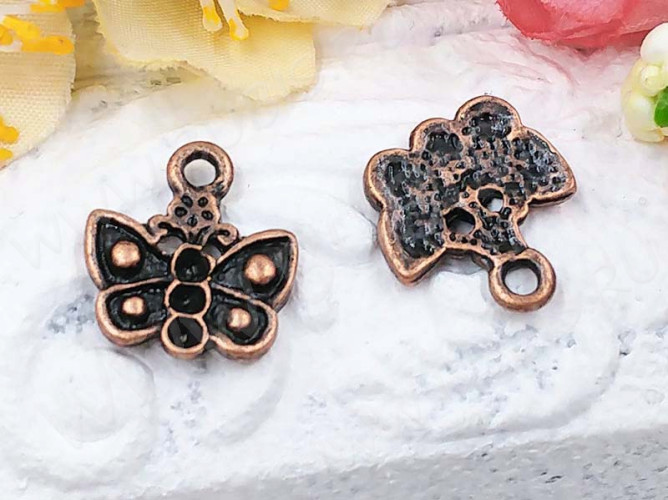 Подвеска Бабочка 13 13*12*1,8мм античная медь (литьё)