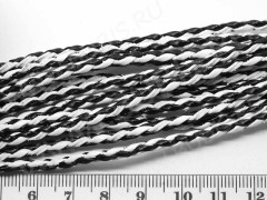 Шнур кожаный 05 кожзам плетёный круглый 3мм чёрно-белый (1м)
