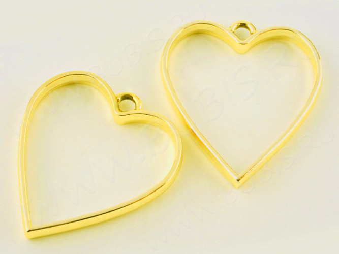 Подвеска Рамка 09 Сердце 34*30*3,7мм золотистая (литьё)