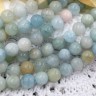 Купить (ОПТ) Бусина округлая гладкая 8мм Аквамарин натуральный (камни LUX) (НИТЬ) с доставкой по России