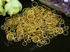 (СКИДКИ!!!) МИКС колечек 16 одинарные микс 4-10мм золотистые (Iron) (25гр)