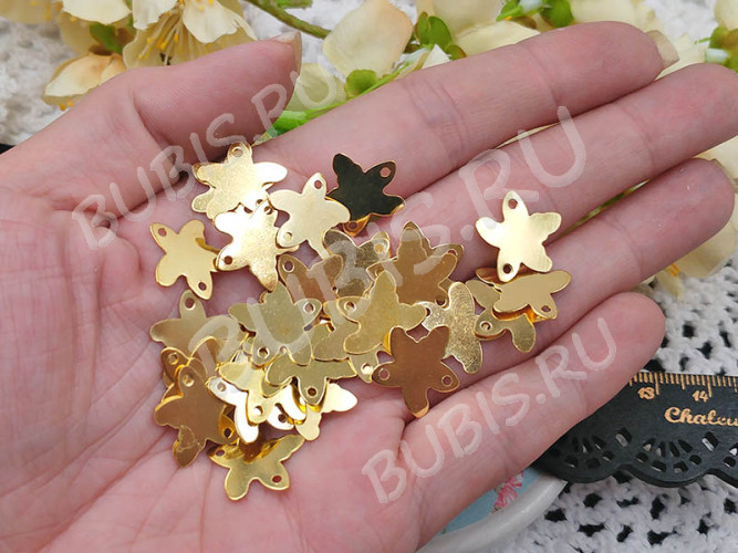 (СКИДКИ!!!) 359 коннектор 1 к 1 Морская звезда 15,5*15*0,4мм золотистая (Iron) (10шт.)
