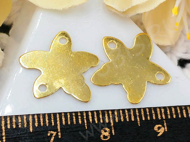 (СКИДКИ!!!) 359 коннектор 1 к 1 Морская звезда 15,5*15*0,4мм золотистая (Iron) (10шт.)