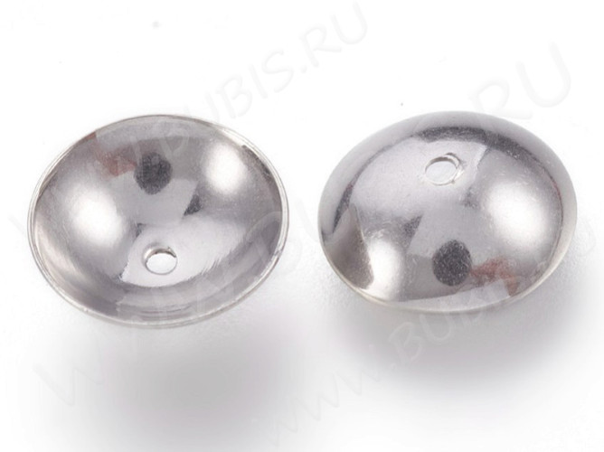 (СКИДКИ!!!) Шапочка тонкая 110 простая гладкая 8*8*2,3мм цвет платины (Хирургическая Сталь) (10шт.)