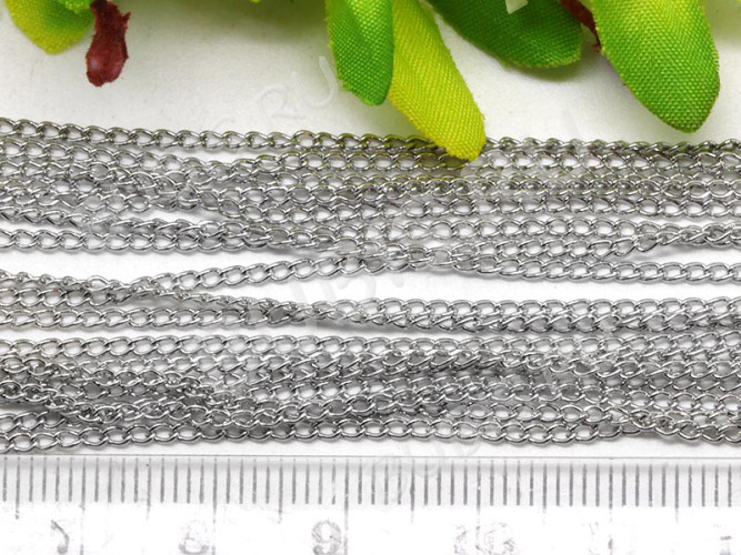 Цепочка I002 простая кручёная звено 3,2*2,2*0,5мм цвет платины (Iron) (50см)