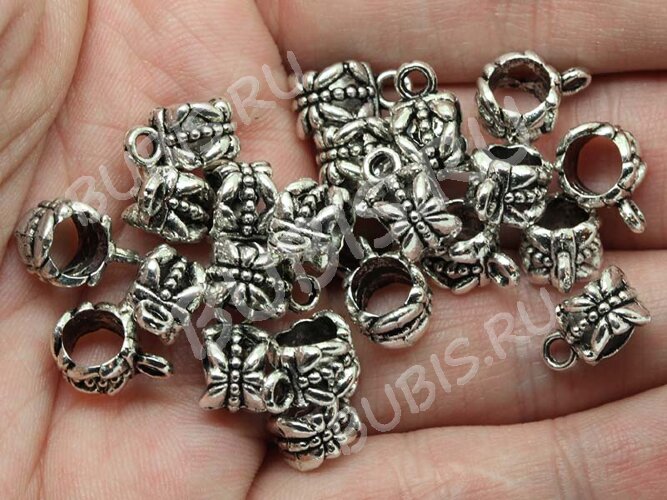 (СКИДКИ!!!) Бусина с петлёй 037 Бейл Бабочки 11,5*7*6,5мм античное серебро (литьё) (10шт)