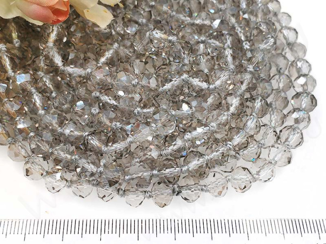 (СКИДКИ!!!) Бусина Абакус гранёный 8*8*5,5мм Хрусталь серый прозрачный (имитация Сваровски) (10шт.)