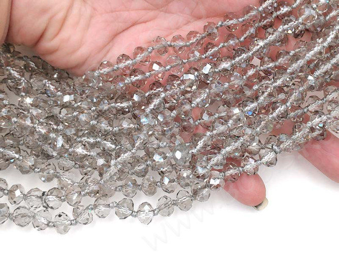 (СКИДКИ!!!) Бусина Абакус гранёный 8*8*5,5мм Хрусталь серый прозрачный (имитация Сваровски) (10шт.)