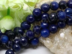 (ОПТ) Бусина округлая ГРАНЁНАЯ 12мм Агат синий (камни) (НИТЬ)