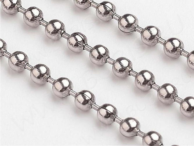 Цепочка S40 шариковая ювелирная сталь d=2,4мм цвет платины (Хирургическая сталь) (50см)