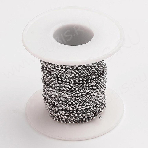 Цепочка S40 шариковая ювелирная сталь d=2,4мм цвет платины (Хирургическая сталь) (50см)