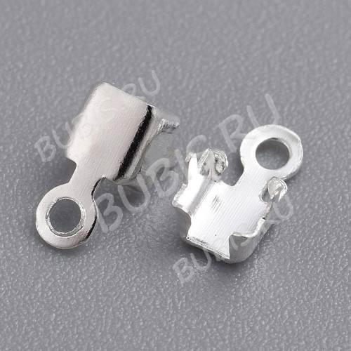 Зажимы №58 Концевики для стразовых цепочек (лент) 6*3мм серебристые (Brass) (20шт)