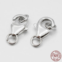 Замочек карабин №114 с колечками серебро 925 10,5*7*3мм цвет платины (Sterling Silver) 
