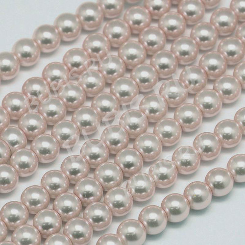 (СКИДКИ!!!) Бусина жемчуг округлая "Майорка" 8мм шарик бело-розовый (стекло)(НИТЬ)