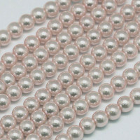 (СКИДКИ!!!) Бусина жемчуг округлая "Майорка" 8мм шарик бело-розовый (стекло)(НИТЬ)
