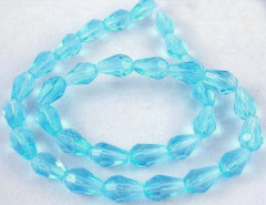 Бусина Капля 14 гранёная 10*7*6мм голубо-бирюзовая прозрачная (стекло)