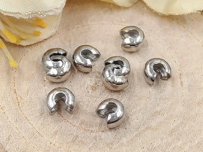 Обжимная бусина 05 маскировочная разъёмная покрывная 4*2,8мм цвет платины (Iron) (20шт.)