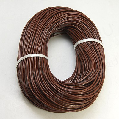 Шнур кожаный 03 воловья кожа круглый 2мм коричневый (1м)