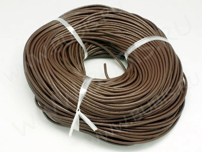 Шнур кожаный 03 воловья кожа круглый 2мм коричневый (1м)