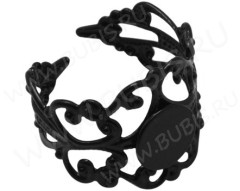 Основа (заготовка) для кольца 046 Ажурная с платформой 8мм 18,5мм ЧЁРНАЯ (Brass)