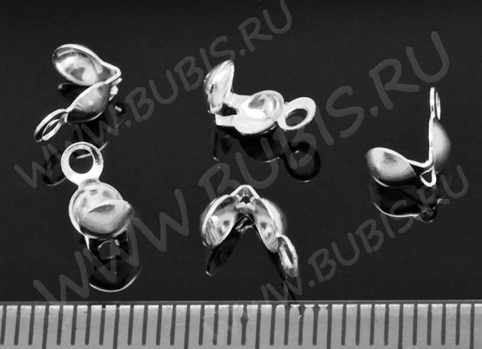 (СКИДКИ!!!) Зажимы №23 Калотты 8*3мм серебристые (Iron) (50шт.)