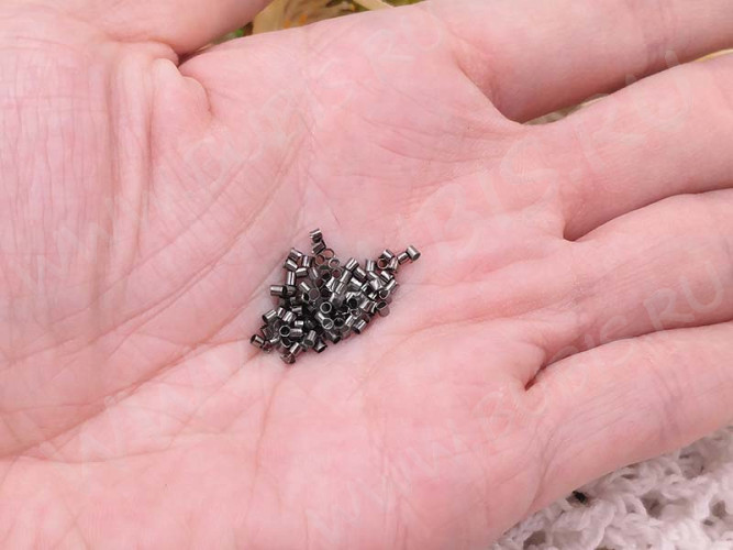 Зажимные бусины 01 трубочки 1,5-2мм чёрный никель (Brass) (2г. ок.300шт.)