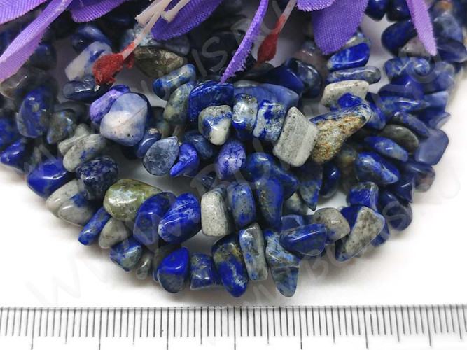 Крошка (галтовка) каменная 102 5-9мм Лазурит с пиритом натуральный (камни) (нить 45см)