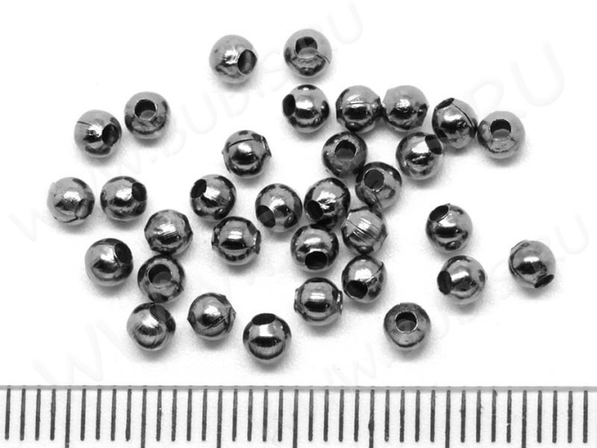 (СКИДКИ!!!) Бусина Шарик металлический 3мм чёрный никель (Iron) (200шт)