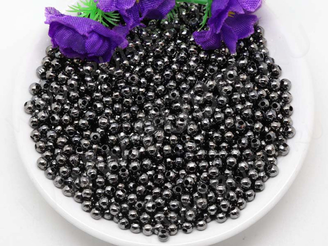 (СКИДКИ!!!) Бусина Шарик металлический 3мм чёрный никель (Iron) (200шт)