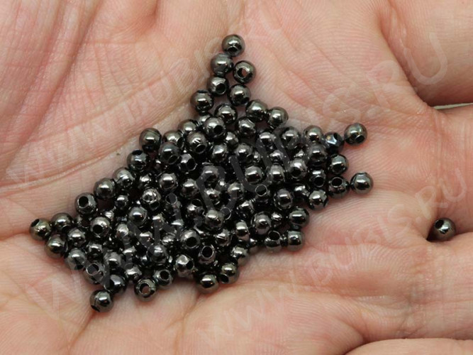 (СКИДКИ!!!) Бусина Шарик металлический 3мм чёрный никель (Iron) (200шт)