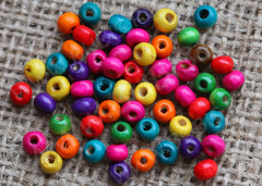 Бусины округлые цветные приплюснутые 5,5*5*4мм яркий микс (дерево) (50шт.)