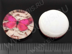 Кабошон стеклянный 33 Круглый 18*18*5мм рисунок 09 (стекло)